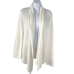 Wooden Ships Open Front Wrap Cardigan Sweater S/M White‎ Open Knit NWT CJ-1423